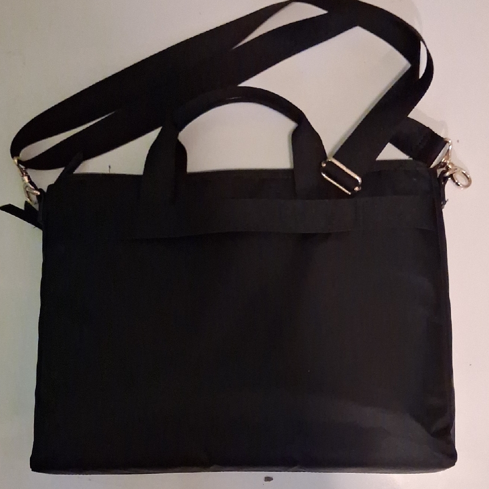 Classic Black Laptop Briefcase with Detachable Cross Body Strap. Never Used.